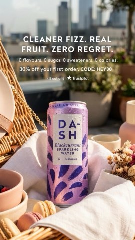DASH Water ad, running 66 days