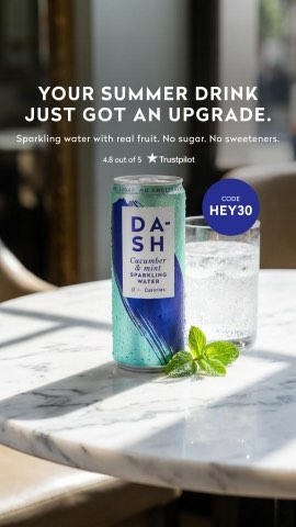 DASH Water ad, running 66 days