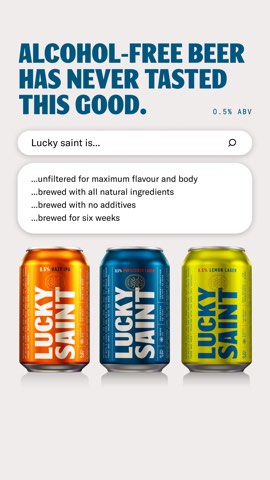 Lucky Saint ad, running 62 days